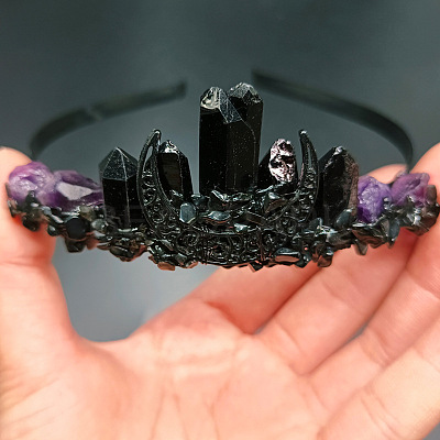 Dyed Natural Quartz & Amethyst Hair Bands PW-WGCBBD1-01-1