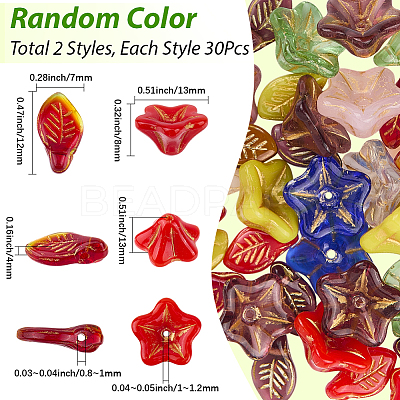 60Pcs 2 Styles Transparent Glass Beads GLAA-SC0002-96-1