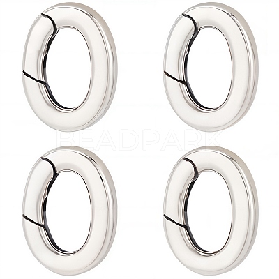 4Pcs 925 Thailand Sterling Silver Spring Gate Rings STER-SC0001-34-1