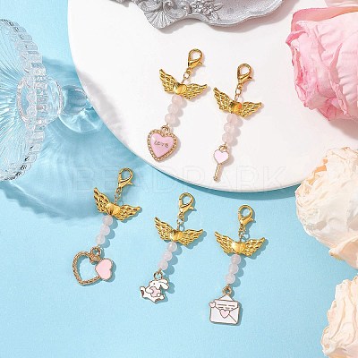 Valentine's Day Alloy Enamel Pendant Decoraton HJEW-JM02028-01-1