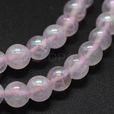Electroplated Natural Rose Quartz Beads Strands G-K285-06-6mm-1