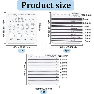 1Pc Acrylic Knitting Needle & Crochet Hook Gauge DIY-BC0006-90-1