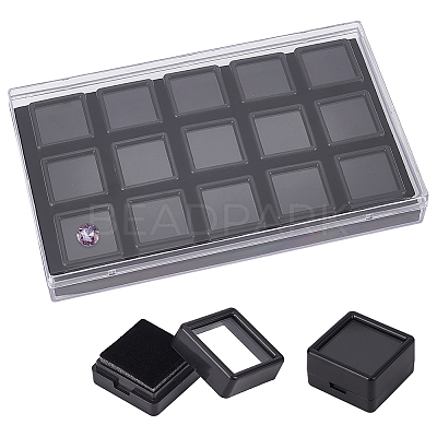 15Pcs Mini Square Acrylic Glass Window Boxes Sets CON-WH0088-43A-1