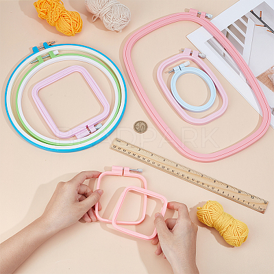7Pcs 7 Styles Adjustable ABS Plastic Embroidery Hoops EMBR-OC0001-01-1
