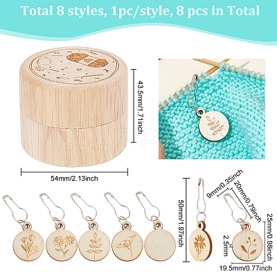 Wooden with Alloy Locking Stitch Marker TOOL-WH0155-32-1