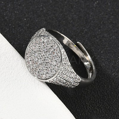 Brass Micro Pave Cubic Zirconia Cuff Rings for Women RJEW-A069-13P-03-1