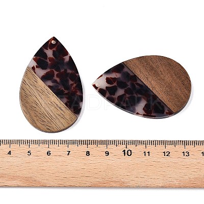 Transparent Resin & Walnut Wood Big Pendants RESI-T058-05B-1