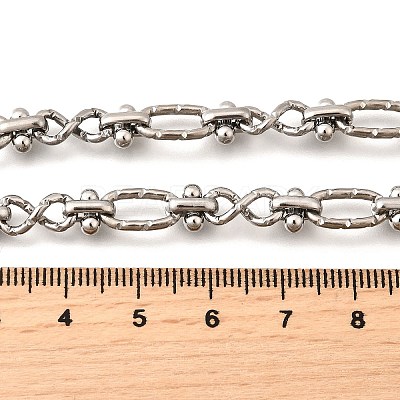 304 Stainless Steel Oval Textured Infinity Link Chain Necklaces for Women Men NJEW-K249-20A-P-1