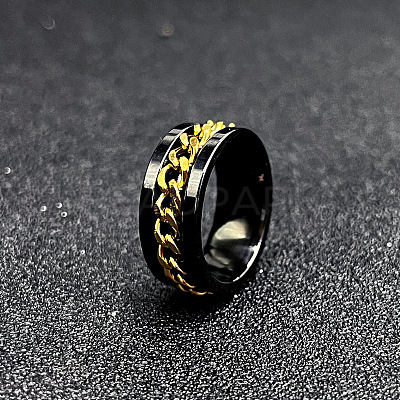 304 Stainless Steel Rotatable Chain Finger Rings for Men FS-WG60CA3-52-1
