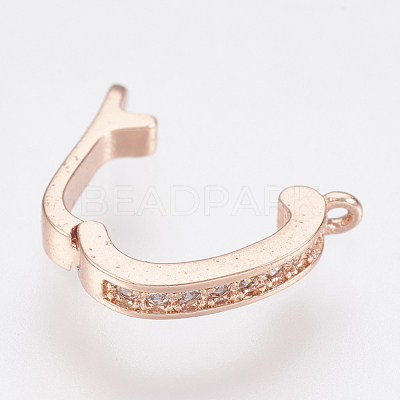 Brass Micro Pave Cubic Zirconia Fold Over Clasps ZIRC-F083-116-RS-1