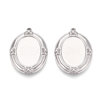 304 Stainless Steel Pendant Cabochon Settings STAS-T067-17P-1