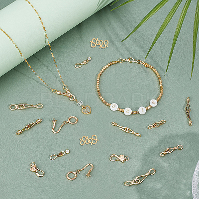 18Pcs 9 Styles Brass Hook and S-Hook Clasps KK-PH0013-63-1
