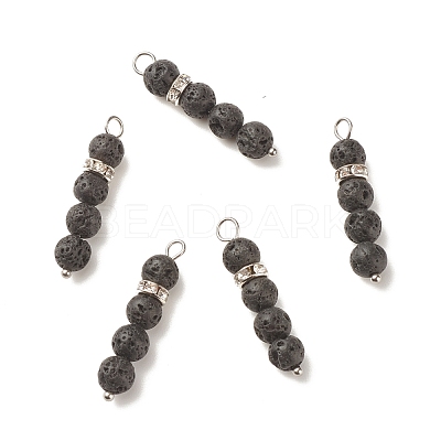 Round Natural Lava Rock Pendants PALLOY-JF01515-1