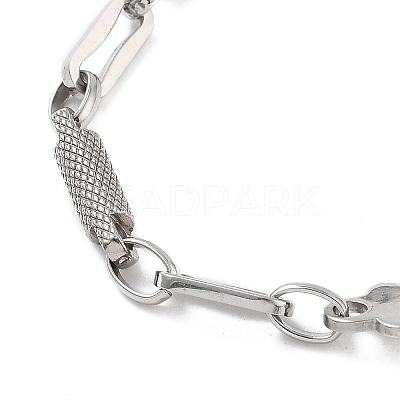Anti-Tarnish 201 Stainless Steel Oval & Column Link Chain Necklace & Bracelets Set SJEW-G083-03P-1