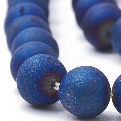 Electroplate Natural Druzy Geode Weathered Agate Beads Strands G-S284-6mm-02-1