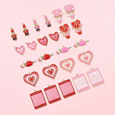 24Pcs 12 Styles Valentine's Day Rack Plating Alloy Enamel Pendants ENAM-FS0002-56-1