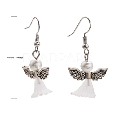 Lovely Wedding Dress Angel Dangle Earrings X-EJEW-JE00521-09-1