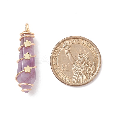 Natural Mixed Stone Pointed Pendants PALLOY-JF01703-1
