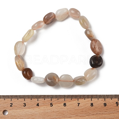 Natural Multi-Moonstone Stretch Beaded Bracelets LS-BJEW-K213-C14-1