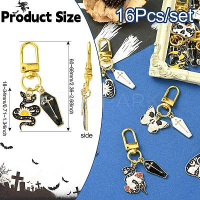 Gothic Alloy Enamel Coffin Pendant Decoration HJEW-CJ00034-1