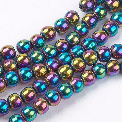 Non-magnetic Synthetic Hematite Beads Strands G-S096-6mm-5-1