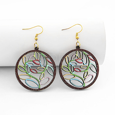 Wood Dangle Earrings for Women WG26A13-08-1