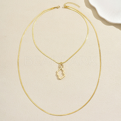 304 Stainless Steel Hollow Cloud Pendant Double Layer Necklaces for Women AM4395-1