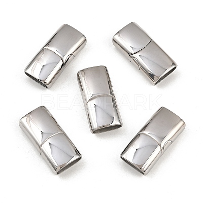 Tarnish Resistant Smooth 304 Stainless Steel Magnetic Clasps with Glue-in Ends STAS-E055-10-1