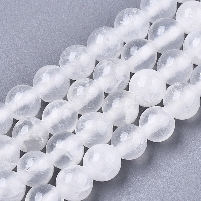 Natural Selenite Beads Strands G-N328-025C-01-1
