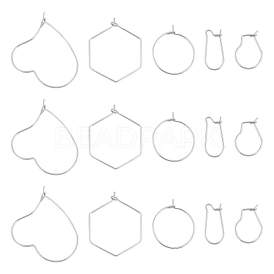 100Pcs 5 Style 304 Stainless Steel Hoop Earrings STAS-UN0045-56-1