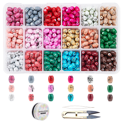 DIY Baking Painted Drawbench Glass Beads Stretch Bracelet Making Kits 