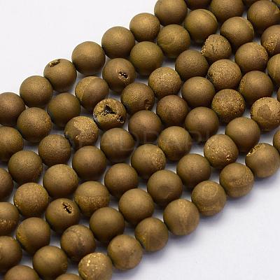Electroplate Natural Druzy Agate Beads Strands G-G708-10mm-12-1