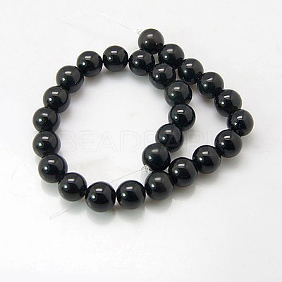 Synthetic Black Stone Beads Strands X-G-G088-14mm-1