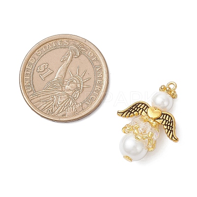 8Pcs 8 Colors Pearlized Glass Pearl & Glass Pendants PALLOY-MZ00978-1