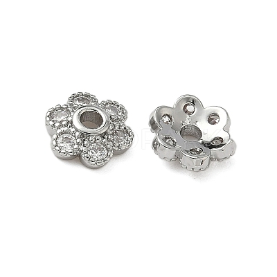 Brass Micro Pave Clear Cubic Zirconia Bead Caps KK-S350-12P-1