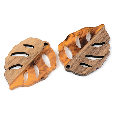 Autumn Theme Resin & Walnut Wood Pendants X-RESI-S389-003A-A01-1