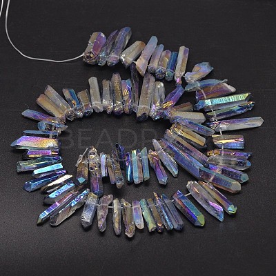Electroplated Natural Quartz Crystal Beads Strands G-A142-03D-1