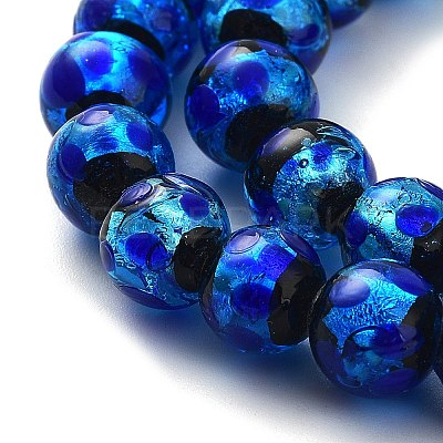 Glow in the Dark Luminous Style Handmade Silver Foil Glass Round Beads FOIL-I006-8mm-02-1