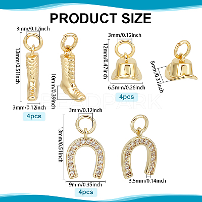 12Pcs 3 Styles Brass Charms KK-BC0014-55-1