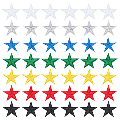 42Pcs 7 Colors Computerized Embroidery Cloth Iron on/Sew on Patches DIY-GF0006-41-1