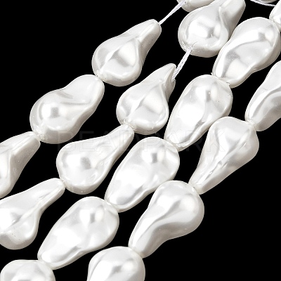 Electroplated Glass Shell Pearl Beads Strands BSHE-B009-B01-13x21mm-1