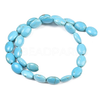 Dyed Synthetical Turquoise Oval Bead Strand G-P083-89G-1