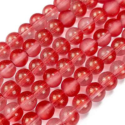 Frosted Transparent Glass Bead Strands GLAA-P065-6mm-06-1
