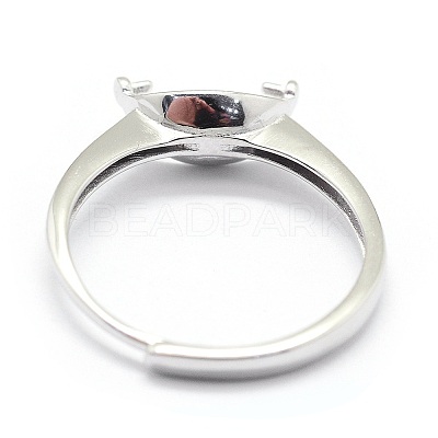 Anti-Tarnish Adjustable Rhodium Plated Sterling Silver Cup Peg Ring Settings STER-I016-008P-1