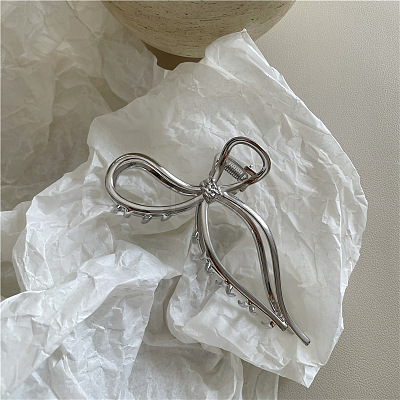 Elegant Metal Hair Clip with Bow Design - Graceful ST8133283-1
