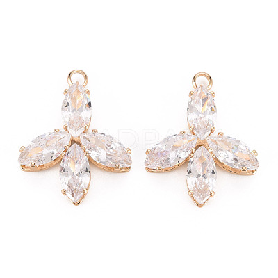 Brass Micro Pave Clear Cubic Zirconia Pendants KK-Q253-002G-A-1