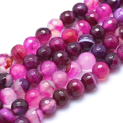 Natural Striped Agate/Banded Agate Beads G-J371-09-8mm-1