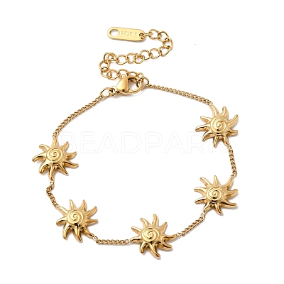304 Stainless Steel Link Bracelets for Women BJEW-B151-02G-1