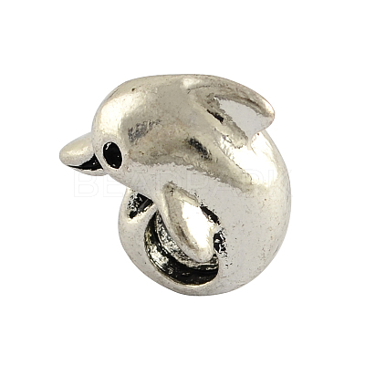 Tibetan Style Alloy Dolphin European Beads X-TIBEB-7982-AS-RS-1