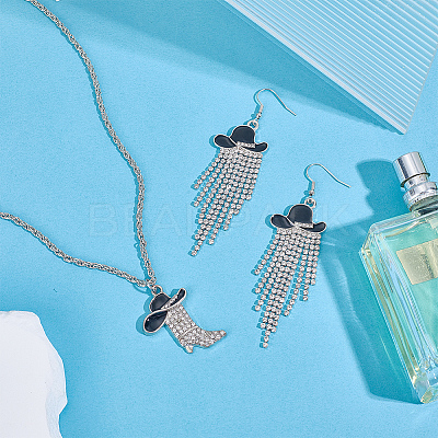 Iron Pendant Necklaces & Alloy Dangle Earring Sets SJEW-UN00005-1